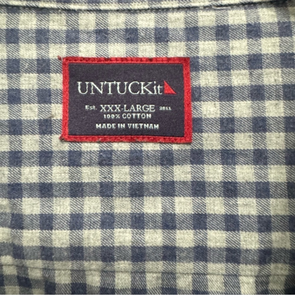 Untuckit Men’s 100% Cotton Button Up Shirt Blue and Gray Size XXXL - Picture 3 of 8